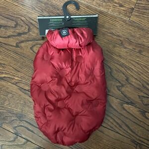 Silver Paw Red Hoodie Hooded Quilted Puffer Dog Jacket Small